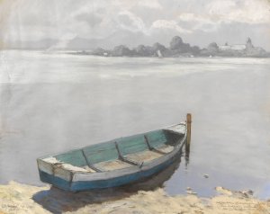 Blick auf die Fraueninsel am Chiemsee by Albert Stagura Oil Painting