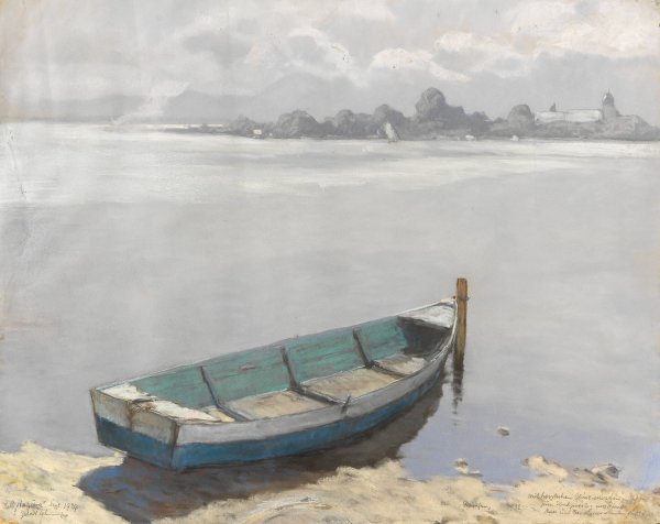 Blick auf die Fraueninsel am Chiemsee  by Albert Stagura - Hand-Painted Oil Painting Reproduction