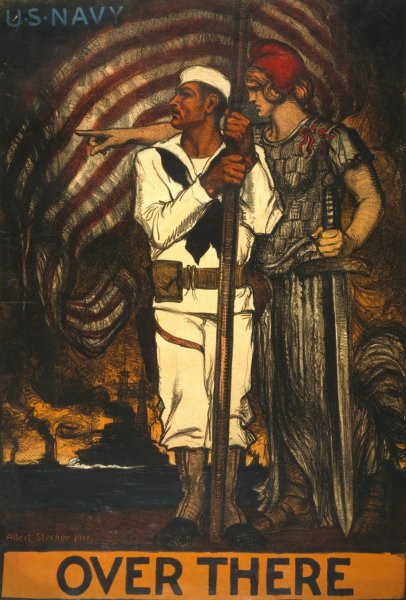 Over there - U.S. Navy  by Albert Sterner - Hand-Painted Oil Painting Reproduction