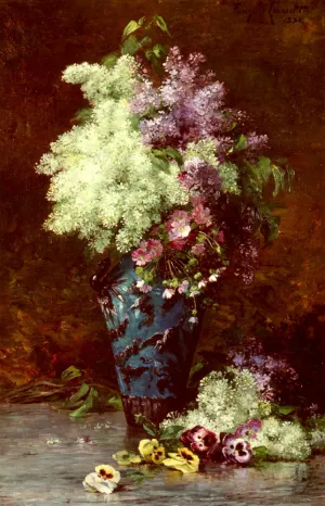 Fleurs by Albert-Tibulle Furcy De Lavault - Oil Painting Reproduction