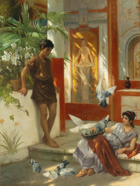 Scene from ancient Rome  by Albert Tschautsch - Hand-Painted Oil Painting Reproduction