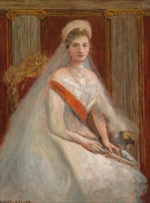 Bildnis Zarin Alexandra Fjordorovna by Albert Von Keller Oil Painting