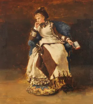 Seated Lady with a Book by Albert Von Keller Oil Painting