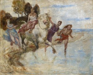 The Rape of Europa by Albert Welti Oil Painting