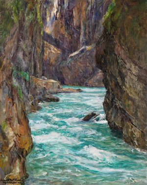 Die Partnachklamm bei Partenkirchen by Albert Wenk Oil Painting