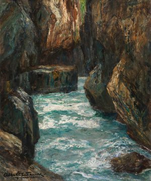 In der Partnachklamm bei Partenkirchen by Albert Wenk Oil Painting