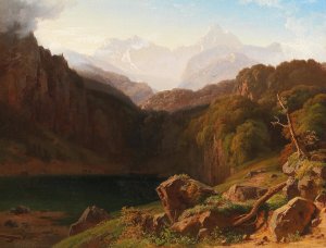 A View of Grossglockner from Kals by Albert Zimmermann Oil Painting