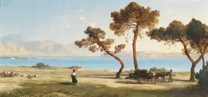 Ansicht Aus Italien by Albert Zimmermann Oil Painting