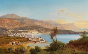 Blick uber Die Bucht Von Villefranche-Sur-Mer by Albert Zimmermann Oil Painting