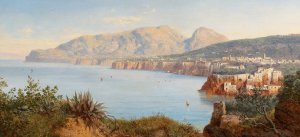 Coastal Landscape In Sorrento Near Naples by Albert Zimmermann Oil Painting