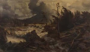 Gewittersturm im Hochgebirge by Albert Zimmermann Oil Painting