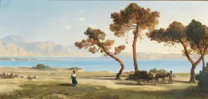 Italian Scene by Albert Zimmermann Oil Painting