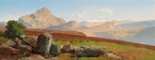 Main Product Photo of Mountain Landscape Painting by Albert Zimmermann