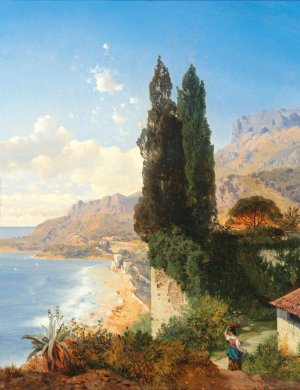 Partie Di Monaco Bei Nizza by Albert Zimmermann Oil Painting