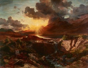 Sonnenuntergang am Hintersee in Berchtesgaden by Albert Zimmermann Oil Painting