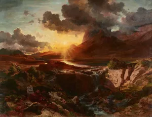 Sonnenuntergang am Hintersee in Berchtesgaden by Albert Zimmermann Oil Painting