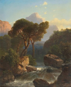 Southern Mountain Landscape by Albert Zimmermann Oil Painting
