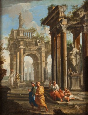 Classical Buildings with Columns II by Alberto Carlieri Oil Painting