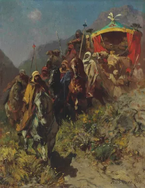A Caravan on a Mountain Pass by Alberto Pasini Oil Painting