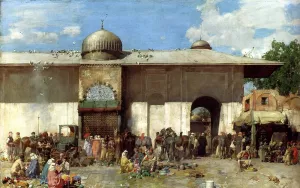 A Market Scene painting by Alberto Pasini