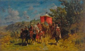 An Arab Caravan by Alberto Pasini Oil Painting