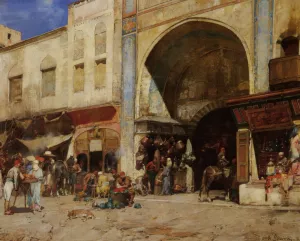 An Eastern Market by Alberto Pasini Oil Painting
