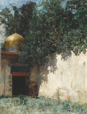 Awaiting His Master's Return by Alberto Pasini Oil Painting