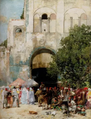 Market day, Constantinople by Alberto Pasini Oil Painting