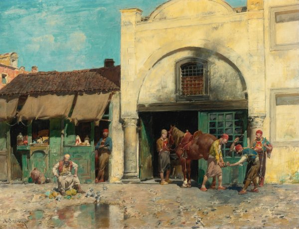 Main Product Photo of The blacksmith's shop Painting by Alberto Pasini