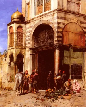 The Fruitmarket by Alberto Pasini - Oil Painting Reproduction