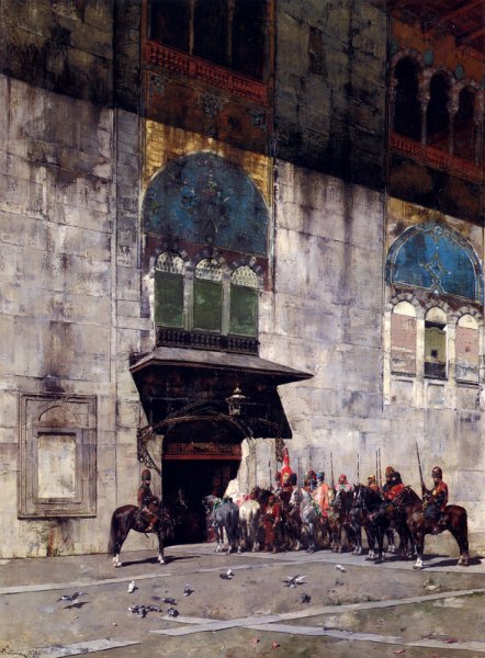 Main Product Photo of The Pasha's Escort Painting by Alberto Pasini