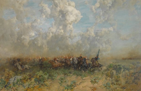 Main Product Photo of The Rout  Painting by Alberto Pasini