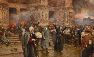 La Tragedia di Reims by Alberto Pisa Oil Painting