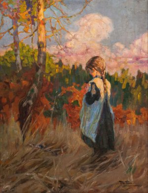 Girl in a Field by Alberto Pla Rubio Oil Painting