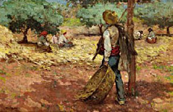hombre en el Campo by Alberto Pla y Rubio - Hand-Painted Oil Painting Reproduction