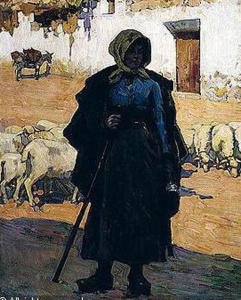 Mujer Anciana by Alberto Pla y Rubio - Hand-Painted Oil Painting Reproduction