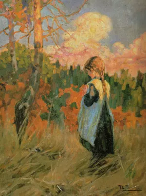 Nina al Atardecer by Alberto Pla y Rubio Oil Painting