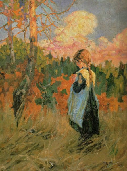 Nina al Atardecer by Alberto Pla y Rubio - Hand-Painted Oil Painting Reproduction