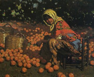 Recogiendo Naranjas Oil painting by Alberto Pla y Rubio