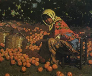 Recogiendo Naranjas Oil painting by Alberto Pla y Rubio