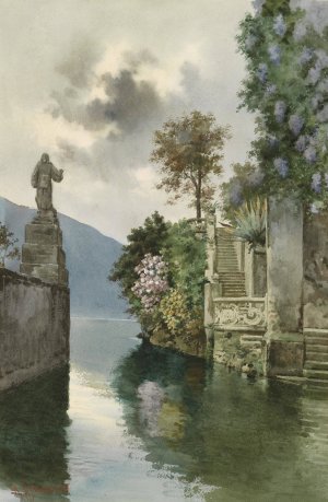 Steintreppe zum Seeufer by Alberto Prosdocimi Oil Painting