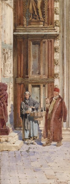 Weinverkauferin vor dem Dogenpalast by Alberto Prosdocimi Oil Painting