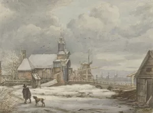 Gezicht op de Haarlemmerpoort te Amsterdam by Albertus Brondgeest Oil Painting