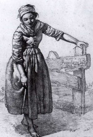 Girl Standing by a Fence Oil painting by Albertus Brondgeest