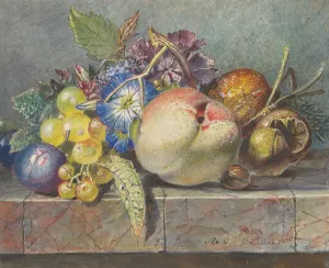 Vruchten- en bloemstilleven by Albertus Steenbergen Oil Painting