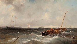 Hauling the Net by Albertus Van Beest Oil Painting