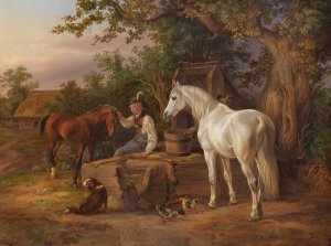 An der Tranke by Albrecht Adam Oil Painting