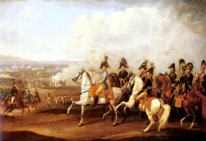 Austrian Staff Officers Watching The Progress Of Battle by Albrecht Adam Oil Painting