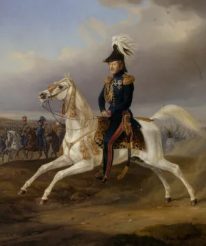 King William I of Wurttemberg on Horseback by Albrecht Adam Oil Painting