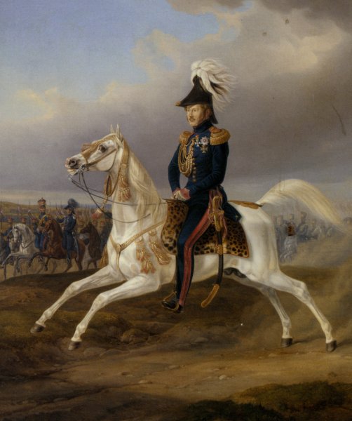 King William I of Wurttemberg on Horseback by Albrecht Adam - Hand-Painted Oil Painting Reproduction